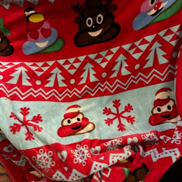 Festive Poop Emoji Holiday Blanket - Red and Blue - Picture 1 of 12